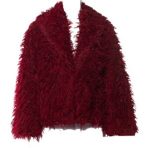 Alice + Olivia Deep Red Fur Shag Jacket